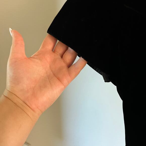 Vtg Y2K 2000s Black Velvet Sweetheart Neckline Dress 14 Whimsygoth Fairy Grunge - Picture 4 of 8